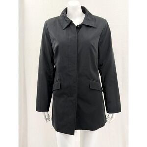 Merona Coat Womens Medium Black Single Breasted Jacket Outdoors Rain Travel